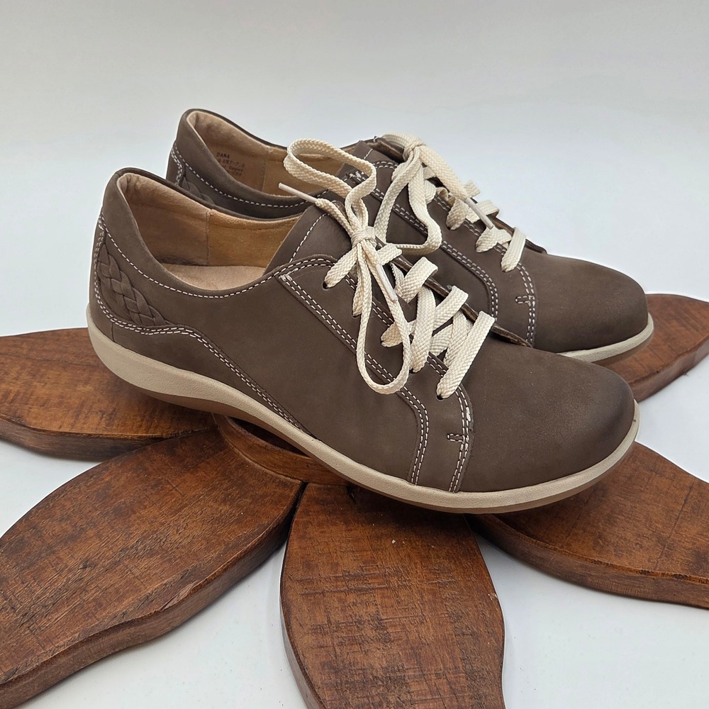 Aetrex Womens 9-9.5 Dana Leather Walking Shoes Brown DM306WM